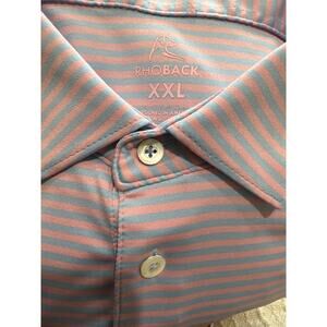 Rhoback Golf Performance Polo Mens Size XXL Short Sleeve Pink/ blue stripes